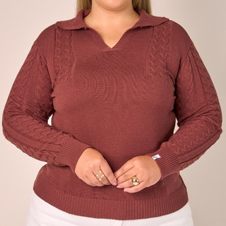 Blusa Gola Polo Feminina Plus Size Inverno Modal Trico Premium - 20511