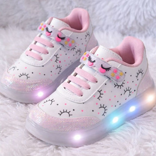 Tenis de Led Infantil Menina Kids Delicado para Passeios Escola Juvenil Luzinha Envio Imediato