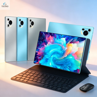 Tablet 128GB Memoria + 6GB RAM Android 13 com tela IPS de 10,1 polegadas e capa de couro com teclado TECNO