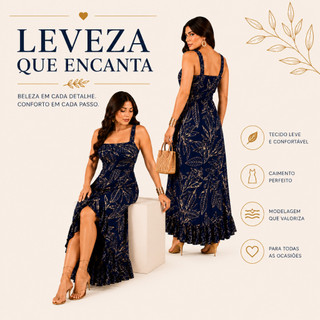 Vestido Feminino  Midi Assimetrico  Vestido Crepe  Estampado Fashion Casual Leve