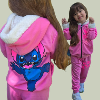 Conjunto Infantil Feminino Estiloso MOLETINHO com Capuz 2 ao 14