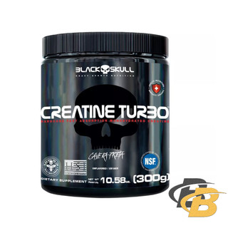 Creatina Turbo Monohidratada - 300g - Caveira Preta Black Skull