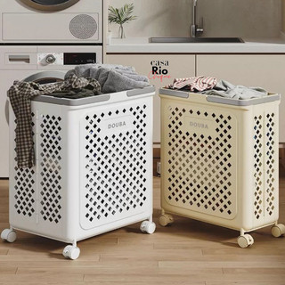 Cesto Organizador com Rodinhas Dobrável para Roupas Sujas Brinquedos Lavanderia Cesta Organizadora com Alças 49x36x28cm