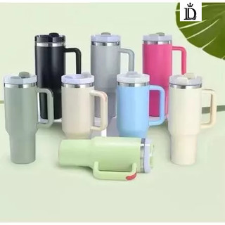 Copo Térmico Inox Alça Flip Straw SEM LOGO com canudo INOX  1200ml Qualidade