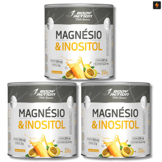 Kit 3x Magnésio e Inositol 210g Melatonina 0,21mg Body Action - Original