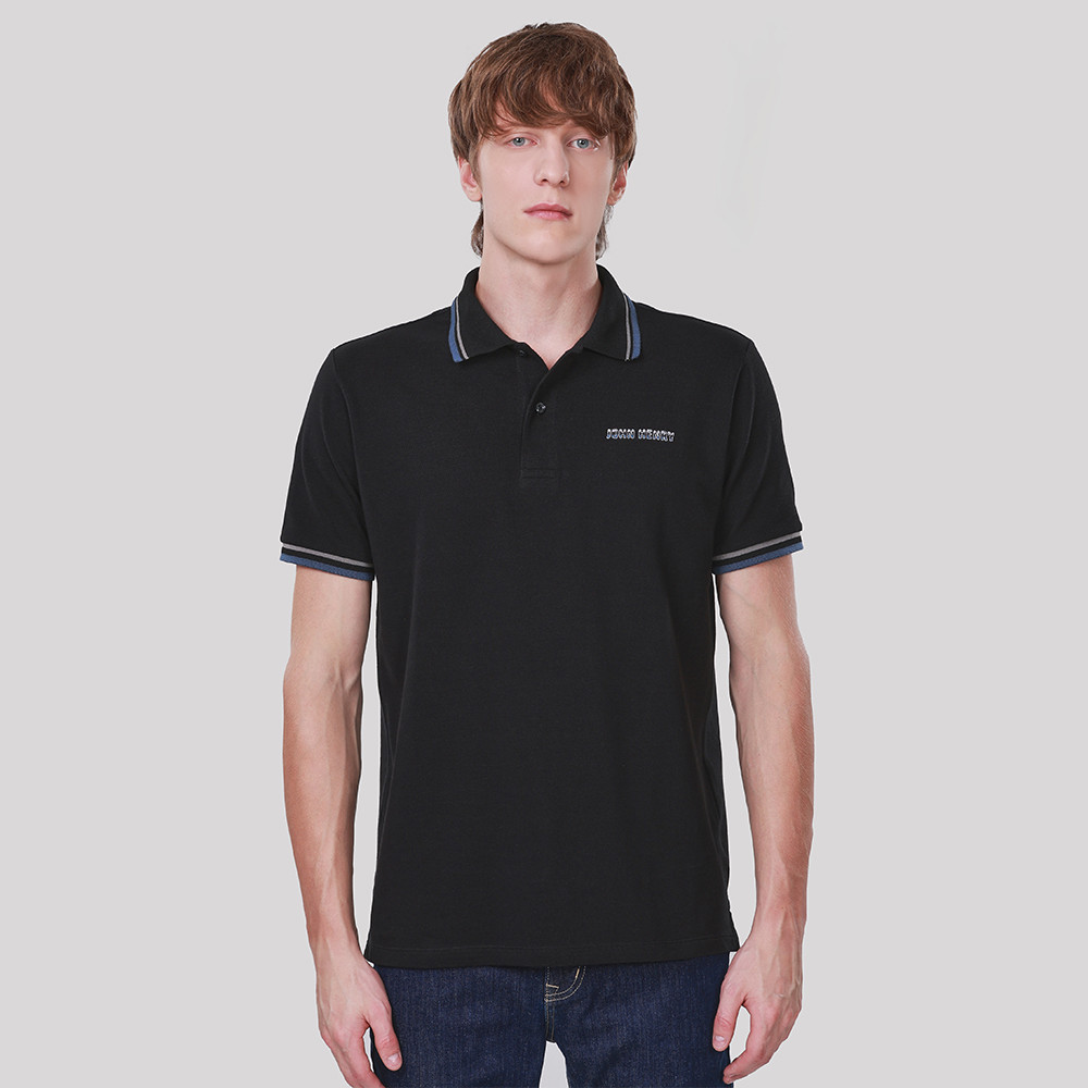 John Henry เสื้อโปโลผู้ชาย ทรงเข้ารูป รุ่น JH F325MPLSM02 - สีดำ