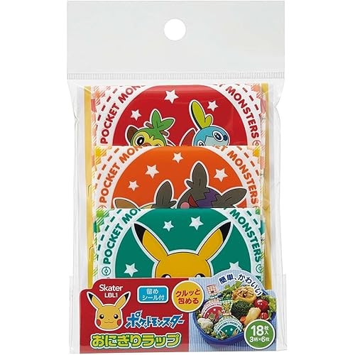 Skater Rice Ball Wrap Film 18pcs Character Bento Omusubi Outing Gyoretsu Pokemon LBL1-A