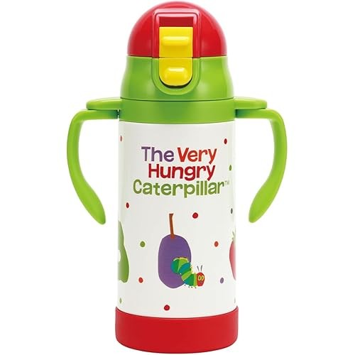 Skater Stainless Steel Water Bottle with Two Handed Straw 350ml Baby Mug - Hungry Catapillar Fruit S