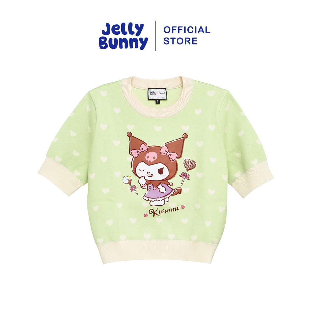JELLY BUNNY เสื้อถักแขนสั้นปักลายการ์ตูน KUROMI รุ่น B25WATL013