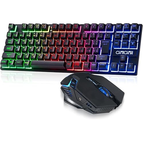 [Direct from JP] CHONCHOW Wireless Gaming Keyboard and Mouse Set, Rechargeable, Illuminated Keyboard