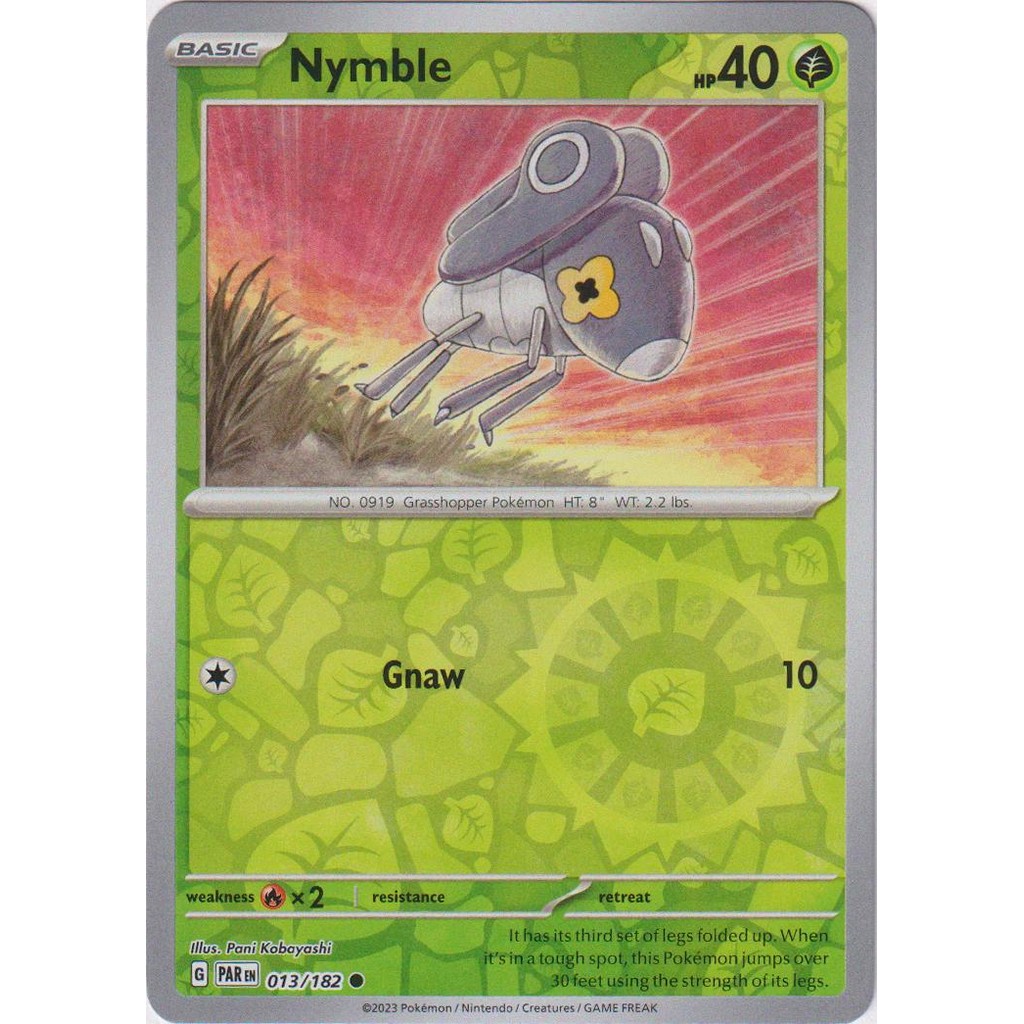 Nymble 013/182 Grass Type - เดี่ยว POKEMON Paradox Rift