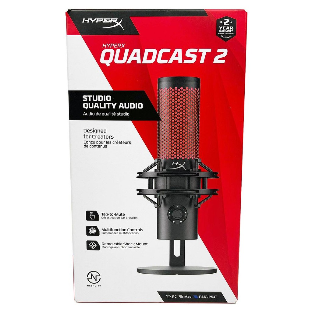 HyperX QuadCast 2 USB Microphone (Black) for PC / Mac / Switch / PS5 / PS4, 872V1AA