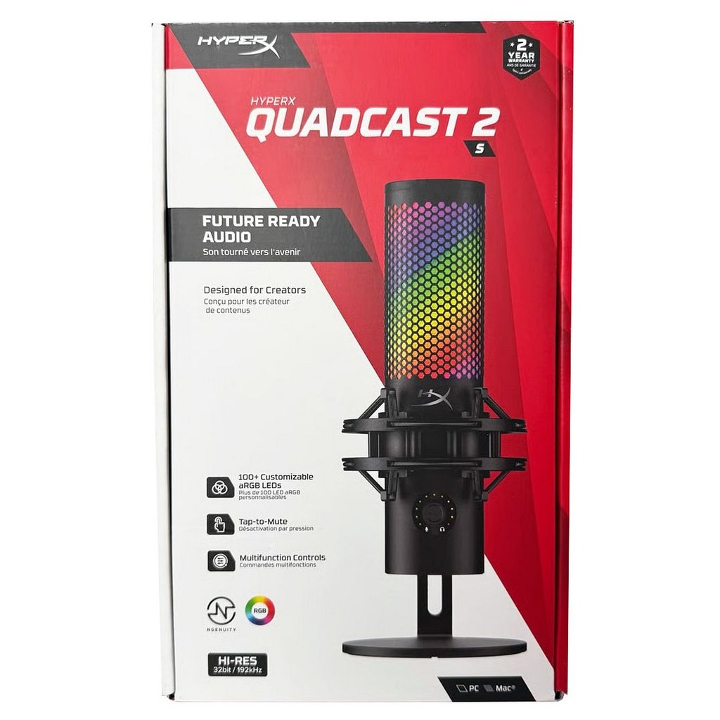 HyperX QuadCast 2 S USB Microphone (Black) for PC & Mac, ‎9A273AA