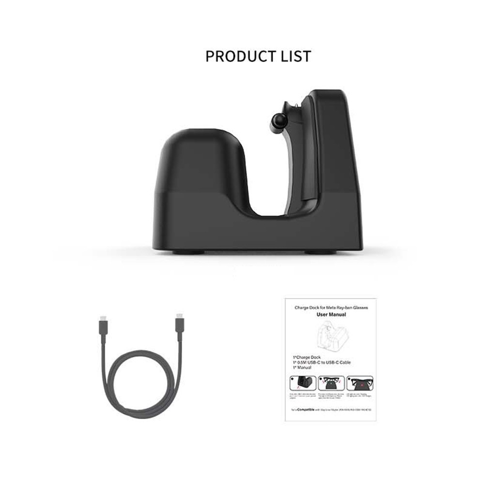 SUNYLF HOTUSB C Charger Docking สําหรับ RayBan สําหรับแว่นตา Meta สําหรับ Wayfarer