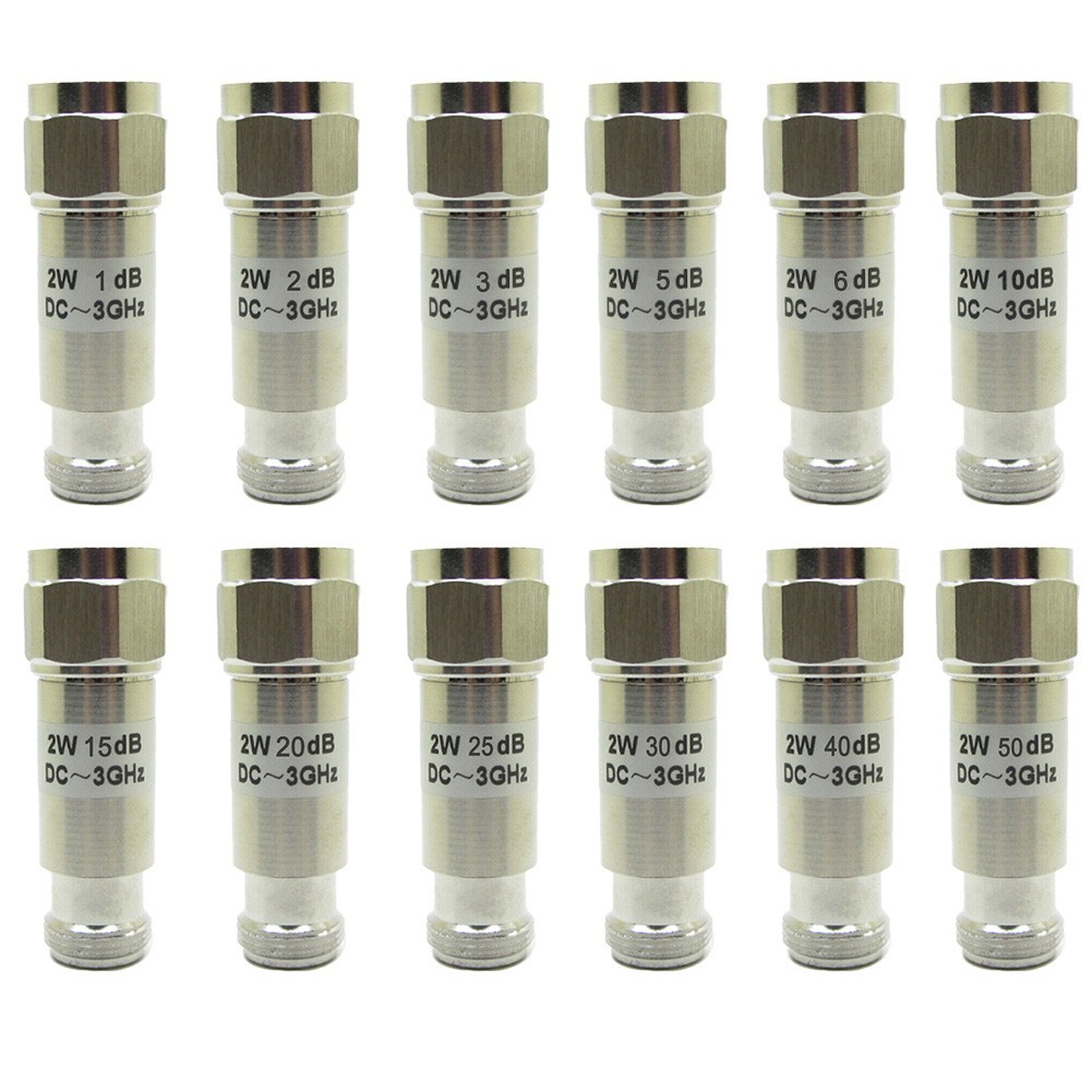 GJ-xk ลดล้างสต๊อก Mini RF Coaxial Attenuator 2W 1dB-40dB N Type ชายหญิง DC-3.0GHz 50 Ohm