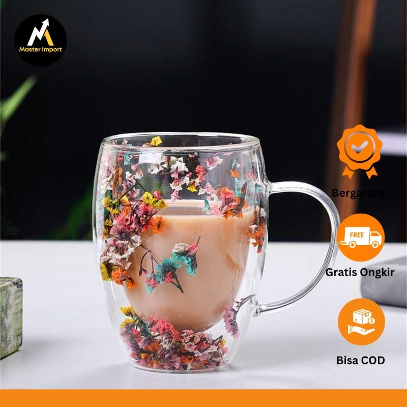 Tazakka ถ้วยกาแฟแก้วทนความร้อน Double Wall Aesthetic Mug 350ml TZ350 MIPK