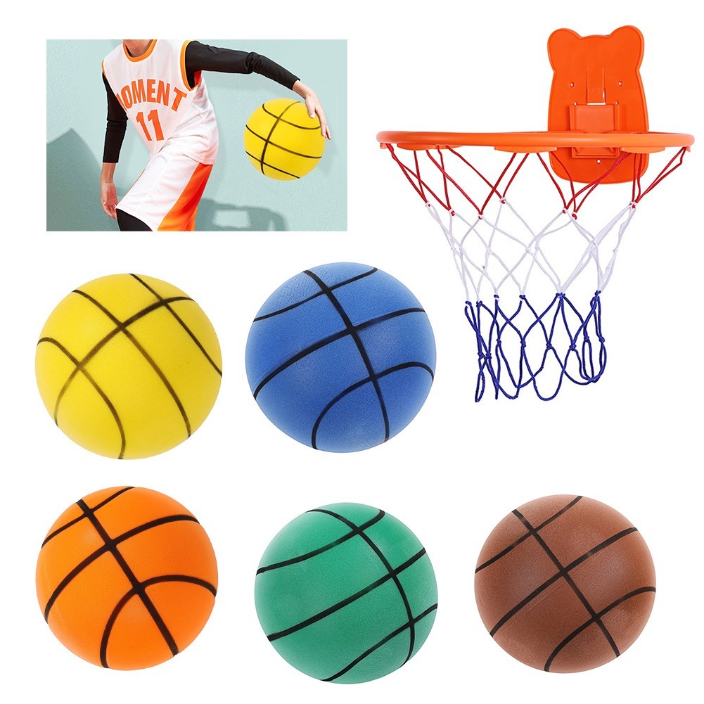 [AT]-Diameter 21/18/24cm Silent Basketball Foam Sports Ball ตะกร้าลูกบอลในร่ม ❤❤
