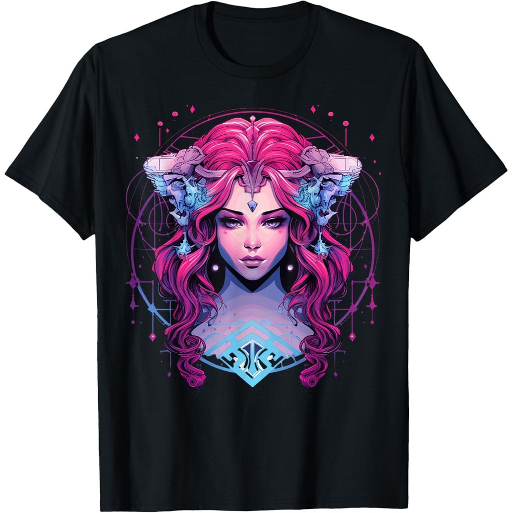 แฟชั่นใหม่ Virgo Zodiac Synthwave, เสื้อยืด Zodiac Sign