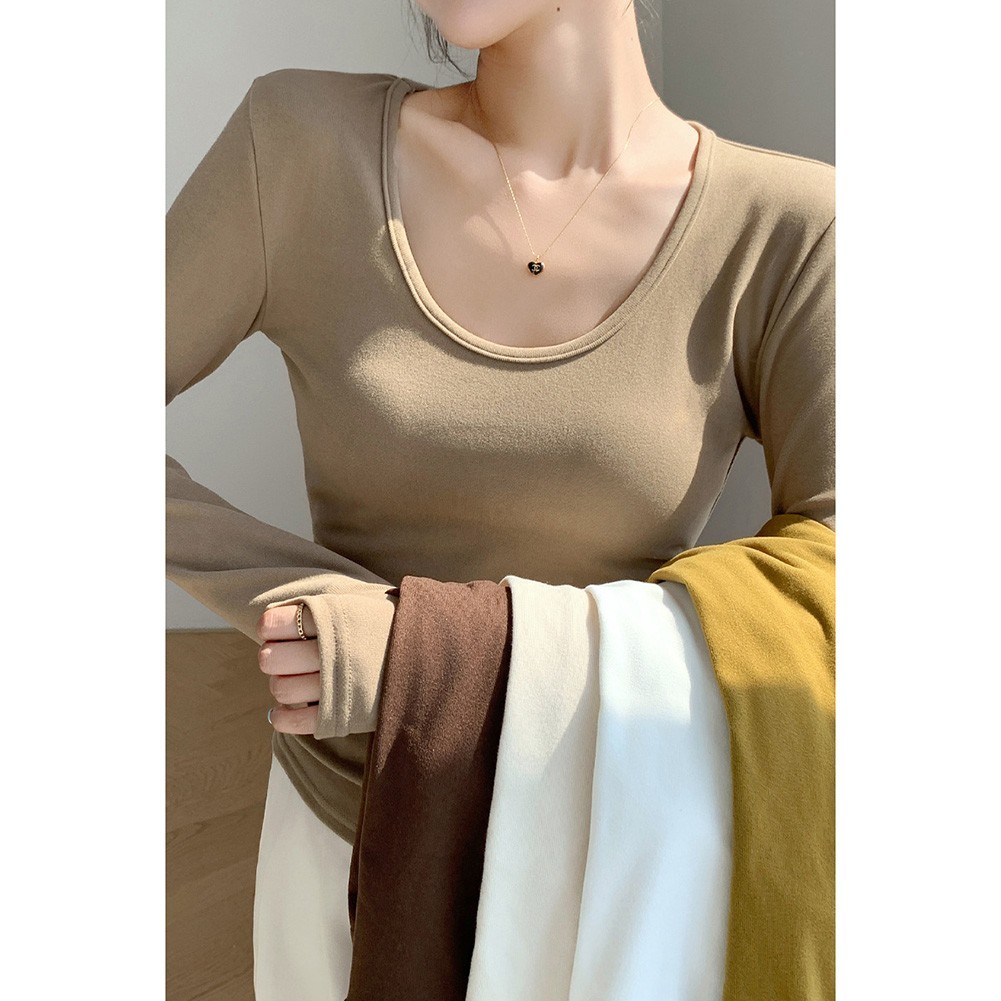 [LMS] เสื้อจับจีบแขนยาวคอยูขนาดใหญ่