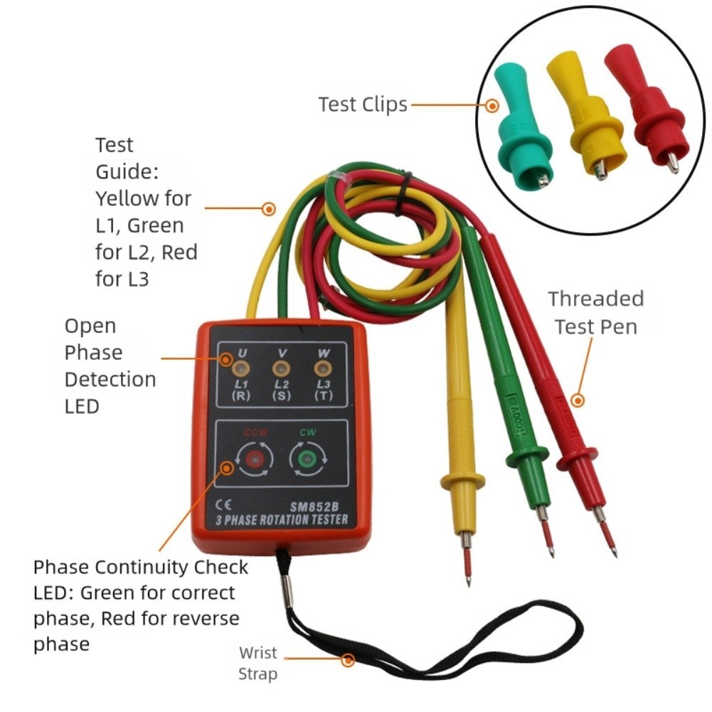 <ใหม่> เครื่องทดสอบ 3 เฟสแบบดิจิตอล SM852B: การตรวจจับเฟสและแรงดันไฟฟ้าที่แม่นยํา