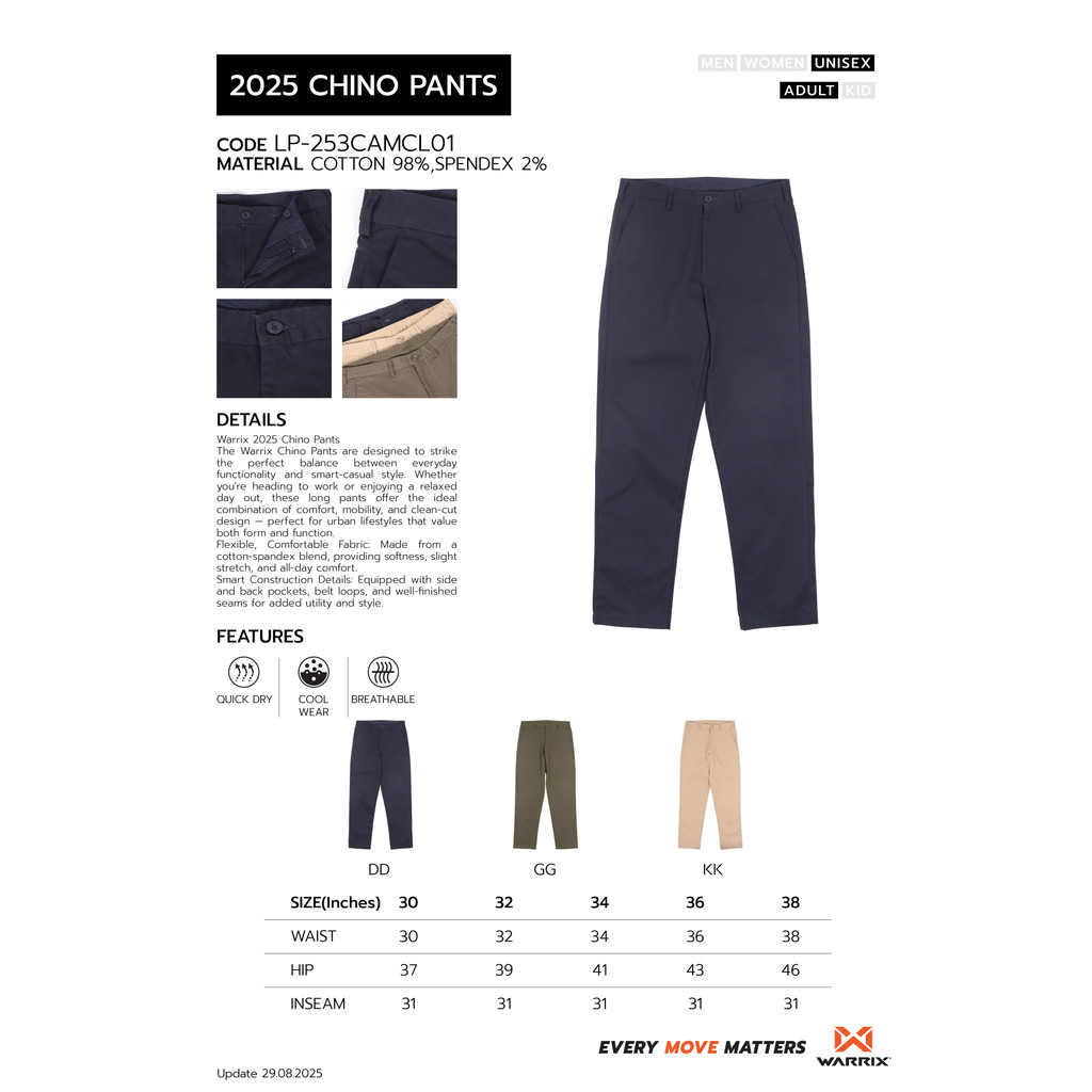 WARRIX Chino Pants 2025 กางเกงขายาว (LP-253CAMCL01) — صورة 2