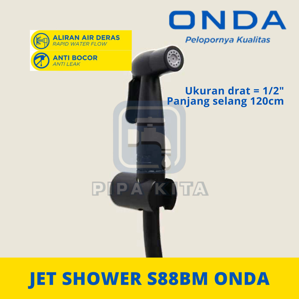 Jet Shower S 88 BM ONDA สเปรย์โถชําระล้างห้องน้ําสีดํา 120 ซม.