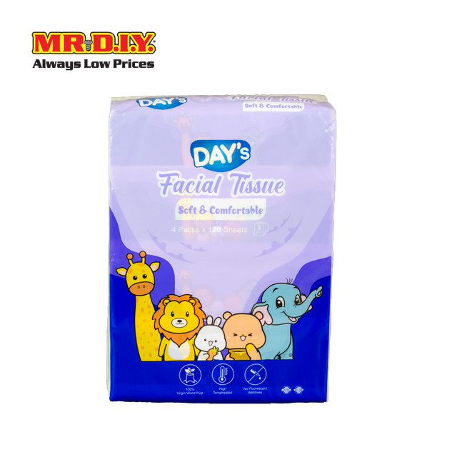 DAY'S กระดาษทิชชู่เช็ดหน้า หนา 3 ชั้น จำนวน 4 ชิ้น/แพ็ก