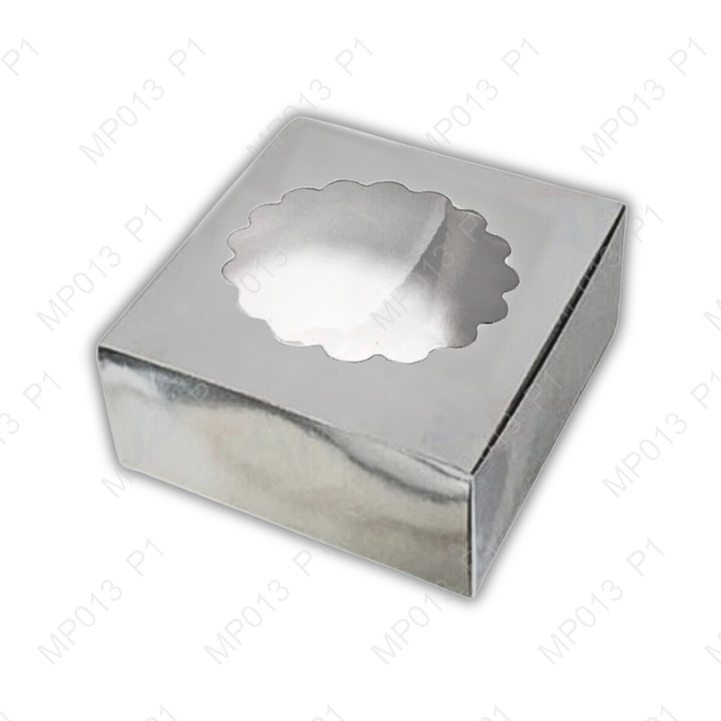 กล่องแม็คเค้ก0.5ปอนด์เงินเจาะสูง6 x 6 x 3 นิ้ว (1แพ็คย่อย X10กล่อง)|MP013_S_P1