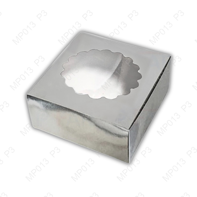 กล่องแม็คเค้ก0.5ปอนด์เงินเจาะสูง6 x 6 x 3 นิ้ว (1แพ็คย่อย X10กล่อง)|MP013_S_P3