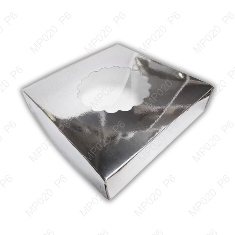 กล่องแม็คเค้ก1ปอนด์เงินเจาะเตี้ย8 x 8 x 2 นิ้ว(1แพ็คย่อย X10กล่อง)|MP020_S_P6