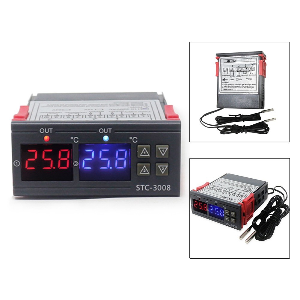 *JELLY* STC-3008 จอแสดงผลดิจิตอล Dual Control Temperature Thermostat และจอแสดงผลคู่