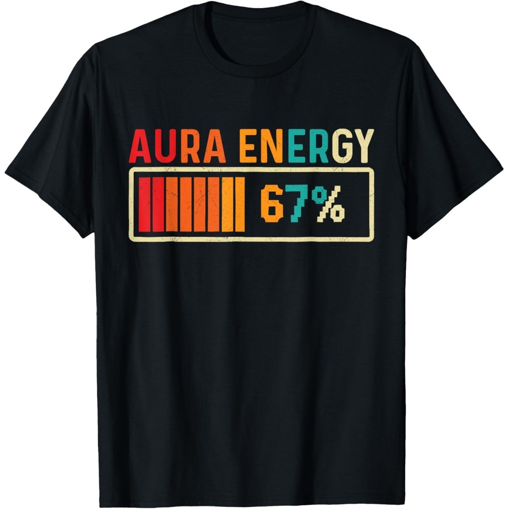 Aura Energy 67 Meme Funny Gen Alpha Slang Retro Vintage เสื้อยืด Unisex