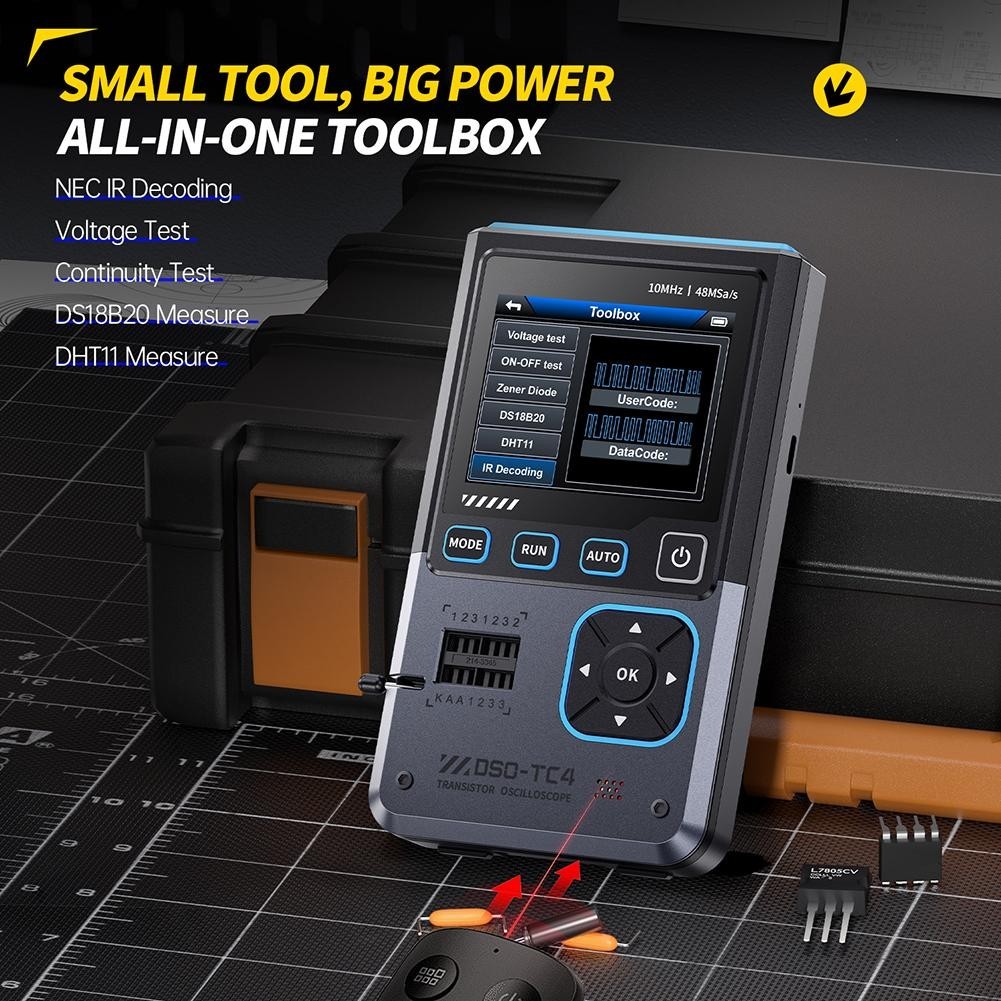 DSO-TC4 รุ่นอัพเกรด 3 in 1 Digital 10MHz 48Ms/s เครื่องทดสอบส่วนประกอบอิเล็กทรอนิกส์