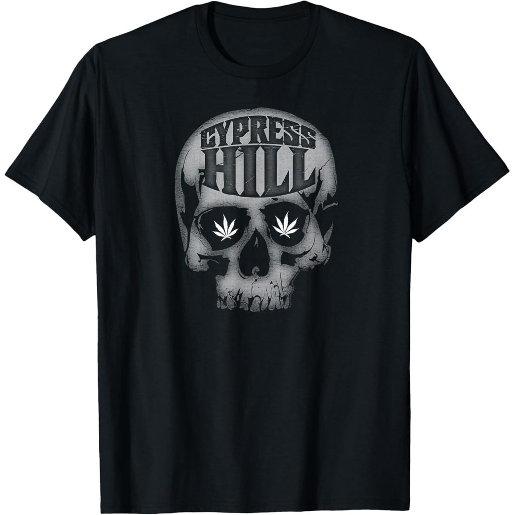 เสื้อยืดผ้าฝ้ายผู้ชาย Cypress Hill - Skull & Bone T-Shirt ผ้าฝ้ายคุณภาพสูงแขนสั้น