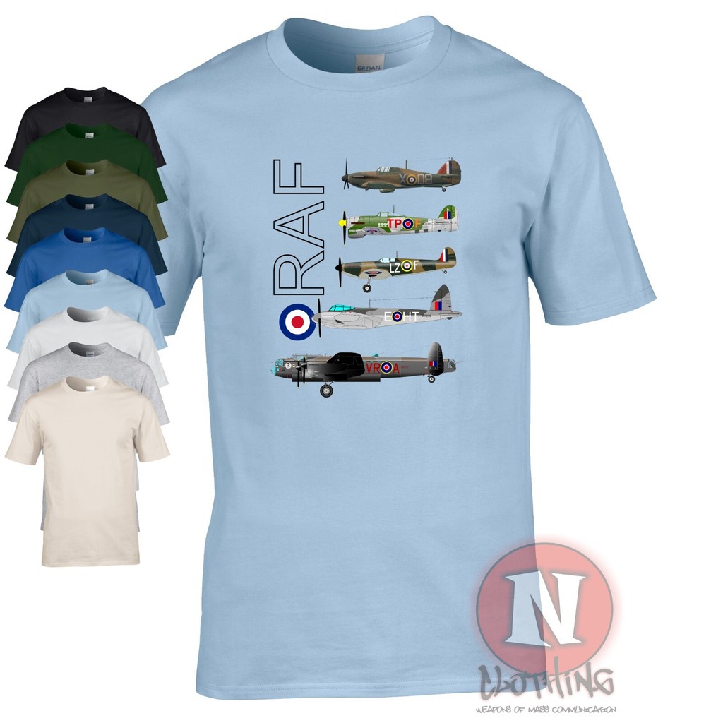 2025 สําหรับเพื่อนเสื้อวาฟเฟิล RAF WW2 เครื่องบินเสื้อยืด Spitfire Lancaster Typhoon Hurricane ยุง 1