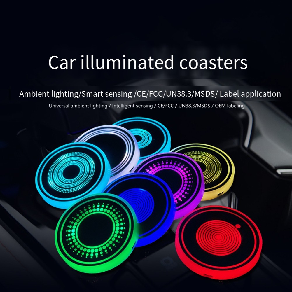 ที่วางแก้วรถพร้อมไฟ LED ชาร์จไฟได้ มีหลายสี