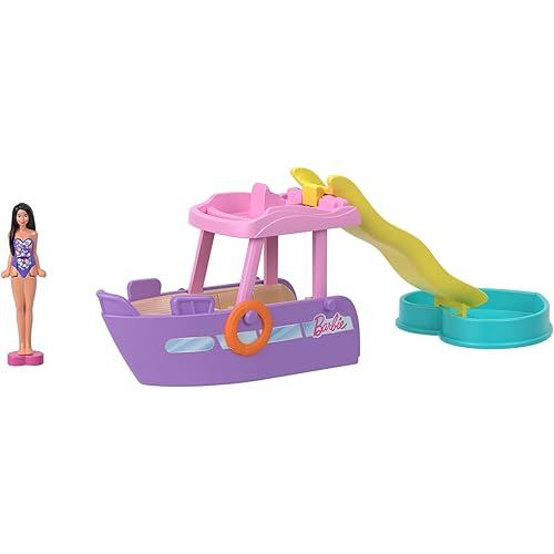 Barbie Mini Land Dream Boat with 1 micro doll Kisekae doll/house Cruiser, 6 years old and up Pink HY