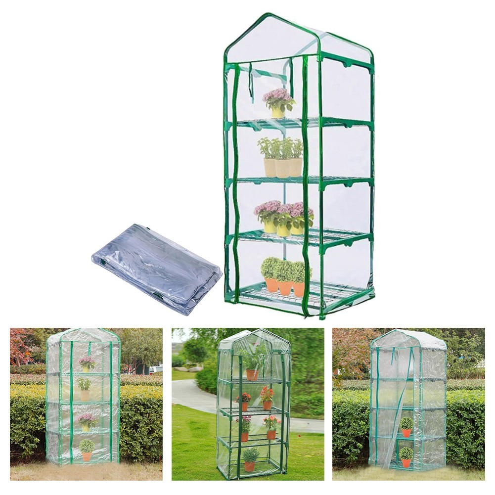 VARSTTR4-Layer Mini Greenhouse Cover ฝาครอบป้องกันพืชพร้อมประตู