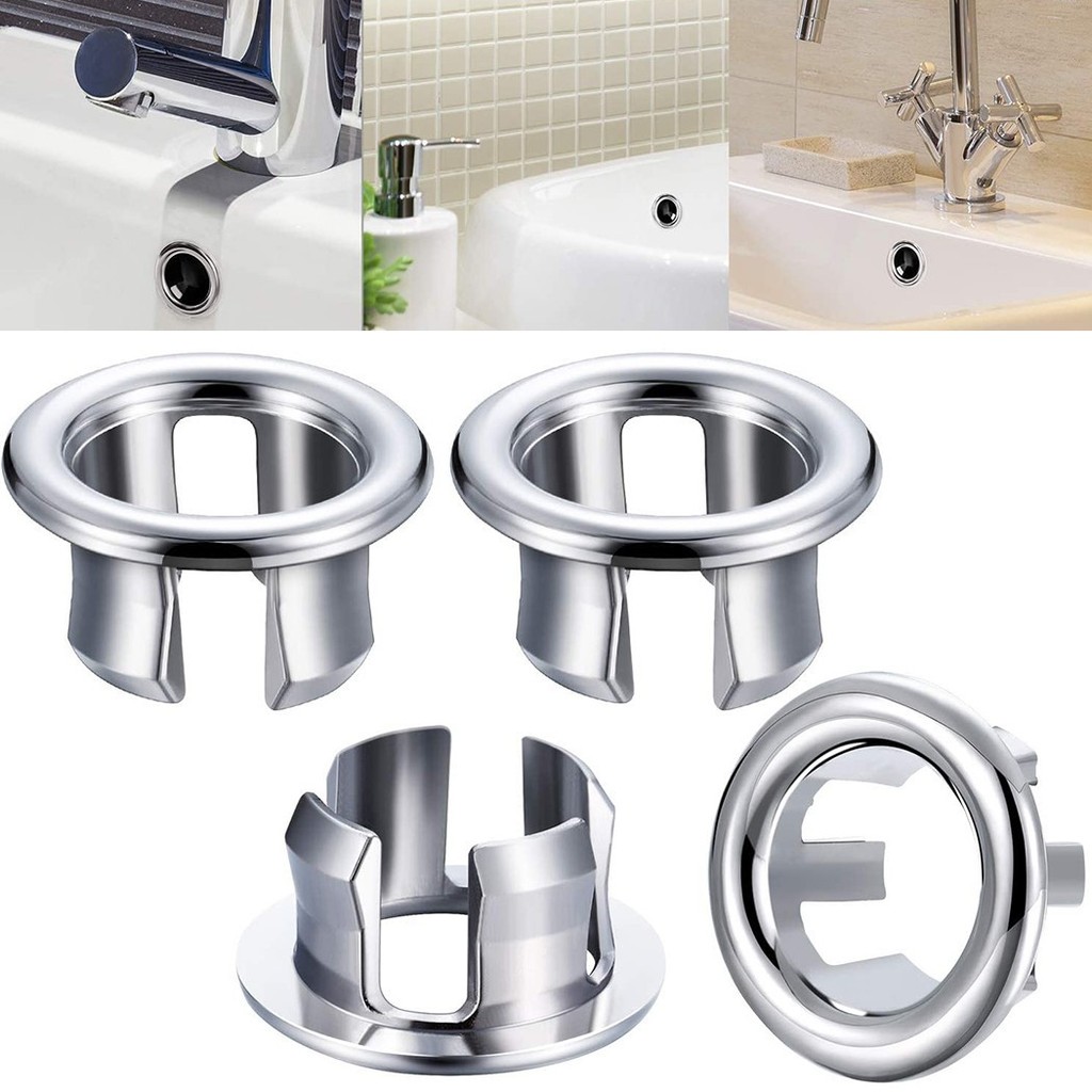 BETLBathroom อ่างล้างจาน Overflow Cover Ring Chrome Hole Round Drain Cap