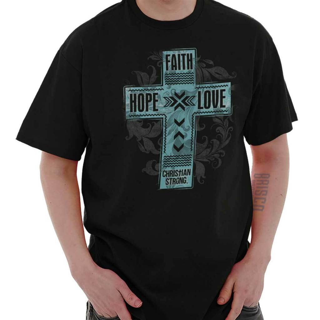 Faith Hope Love Jesus Christian Religious Mens Short Sleeve Crew T Shirt