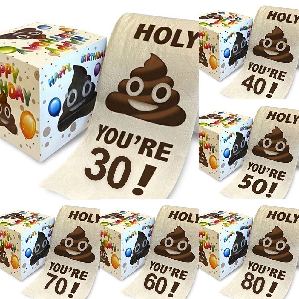♥เสียงสะท้อน♥Happy 30-80th Birthday Toilet Paper - Funny Novelty Gag Joke - Holy Crap! ตกแต่ง
