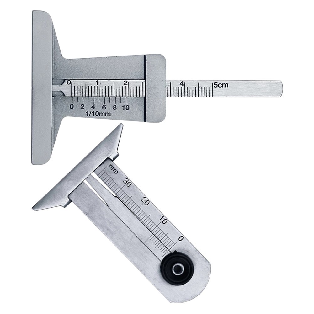 POSStainless Steel Car Tyre Tread Depth Gauge Meter ไม้บรรทัด Caliper เครื่องมือวัด