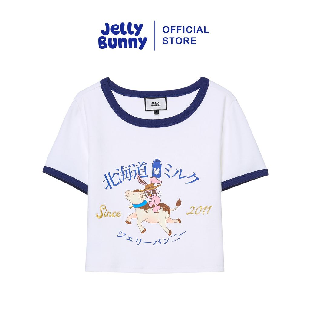 JELLY BUNNY เสื้อครอปแขนสั้นพิมพ์ลาย รุ่น B25WGWB043