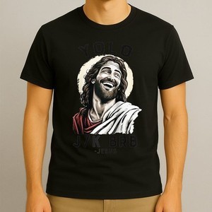 ตลกคริสเตียนอีสเตอร์พระเยซู Yolo Jk Brb Raglan เสื้อยืด Leisure Friends ผู้ชายรอบคอ