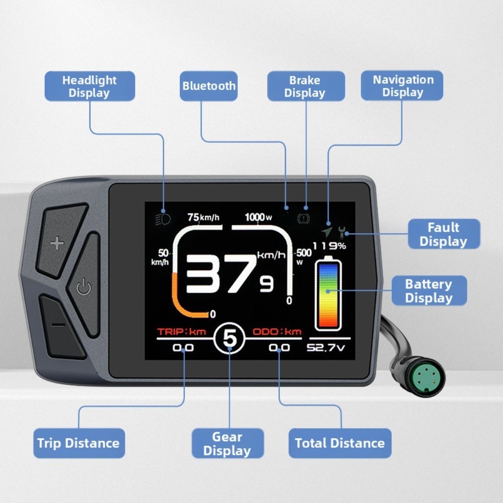 HOMT. Ebike EKD01 Navigation Display 8 ภาษา 5Pin กันน้ําสําหรับตงเฉิงมอเตอร์