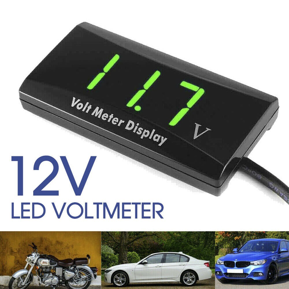 [acrivep]DC 12V LED Digital Monitor Volt Meter Display Battery Gauge รถจักรยานยนต์แรงดันไฟฟ้า