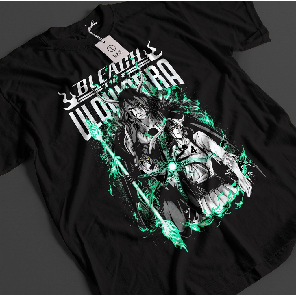 เสื้อยืดนาร์ตตัวละครอนิเมะ bleach แบบ unisex พร้อมลายของ Ulquiorra, Ichigo Bankai, Aizen และ Zaraki