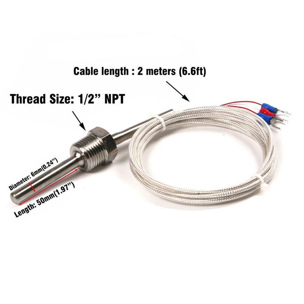 [BV]Pt100 ohm Probe Sensor L 50mm PT NPT /2\\\\\\\ เกลียวพร้อมลวดฉนวน