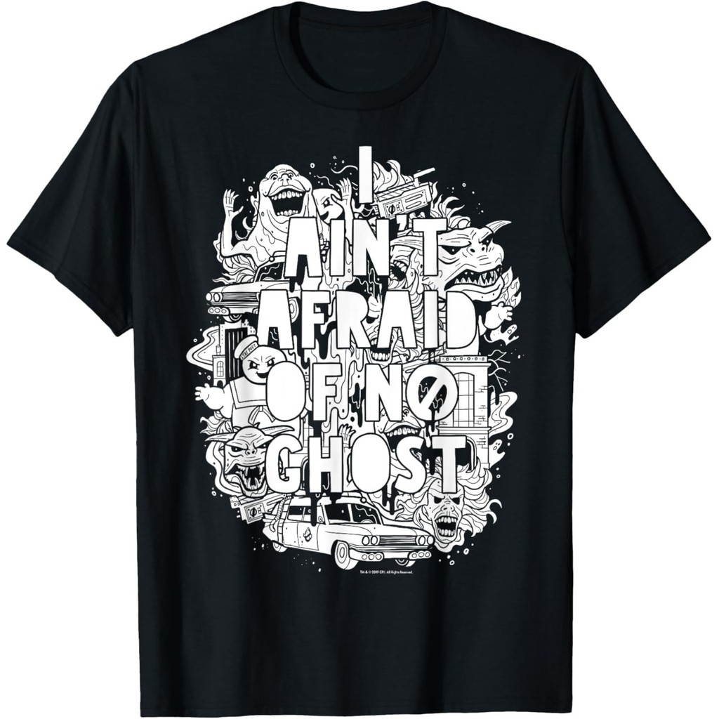 Ghostbusters Aint Afraid Collage Poster Graphic T-Shirt เสื้อยืด
