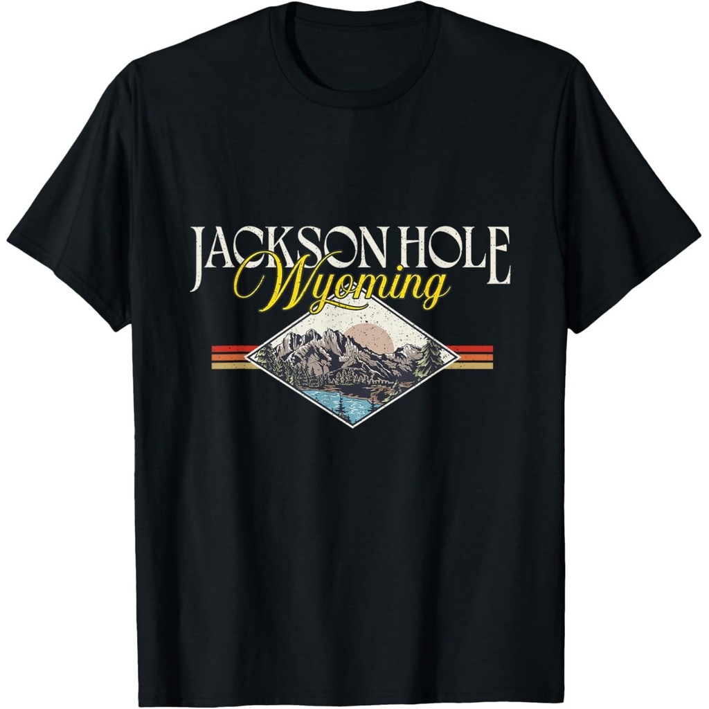 เสื้อยืด Jackson Hole Wyoming Grand Teton Mountains Vintage Retro
